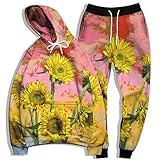 GVCRQE Men Tracksuit 3D Hoodie Jogger Set Couples Flowers Printed Tracksuit Sweatshirt Sweatpants Style 21 Medium