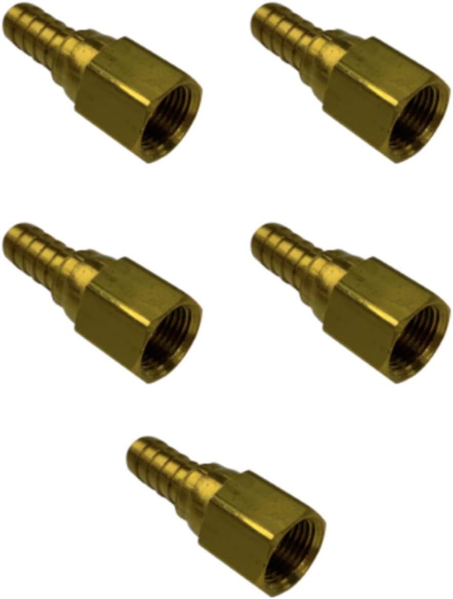 1/2" Hose ID to 1/2" Female NPT FNPT Brass Swivel Connector Fuel/AIR/Water/Oil/Gas/WOG (Qty 05)