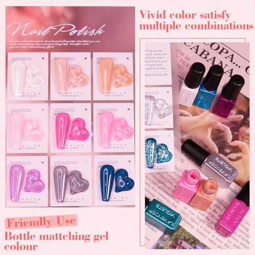 Foto von Lavender Violets 21 Stück Gel-Nagellack-Set Lila Grau Grün French Nail Nude UV LED Soak Off Base,Matte,Top Coat Nägel Soak Off Band Rosa glitzernde Der Geschmack der Liebe Geschenkbox F984