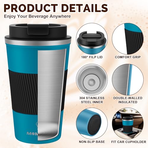 Image of MOMSIV 17oz Travel Mug, Insulated Coffee Cup with Leakproof Lid, Vacuum Stainless Steel Double Walled Reusable Tumbler for Hot and Cold Water Coffee and Tea In Travel and Car