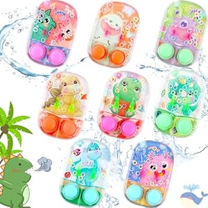 8 Pieces Water Games Handheld Little Monster Toys Dinosaur Water Ring Toss Game Handheld Water Ring Games for Kids Party Favors Novelty Water Game Prizes Relaxing