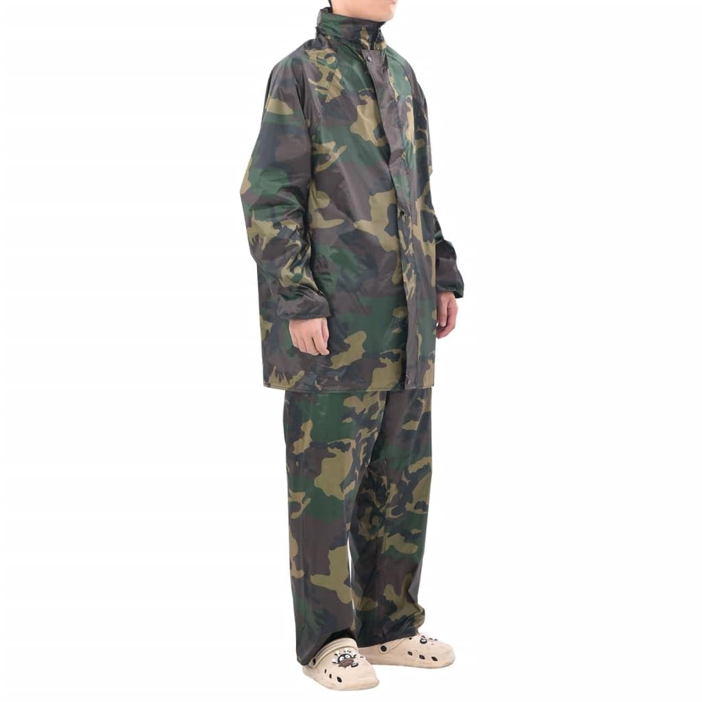 Traje impermeable de 2 piezas para hombre XXL con capucha y cintura elástica para exteriores, senderismo, camping, bicicleta de trekking