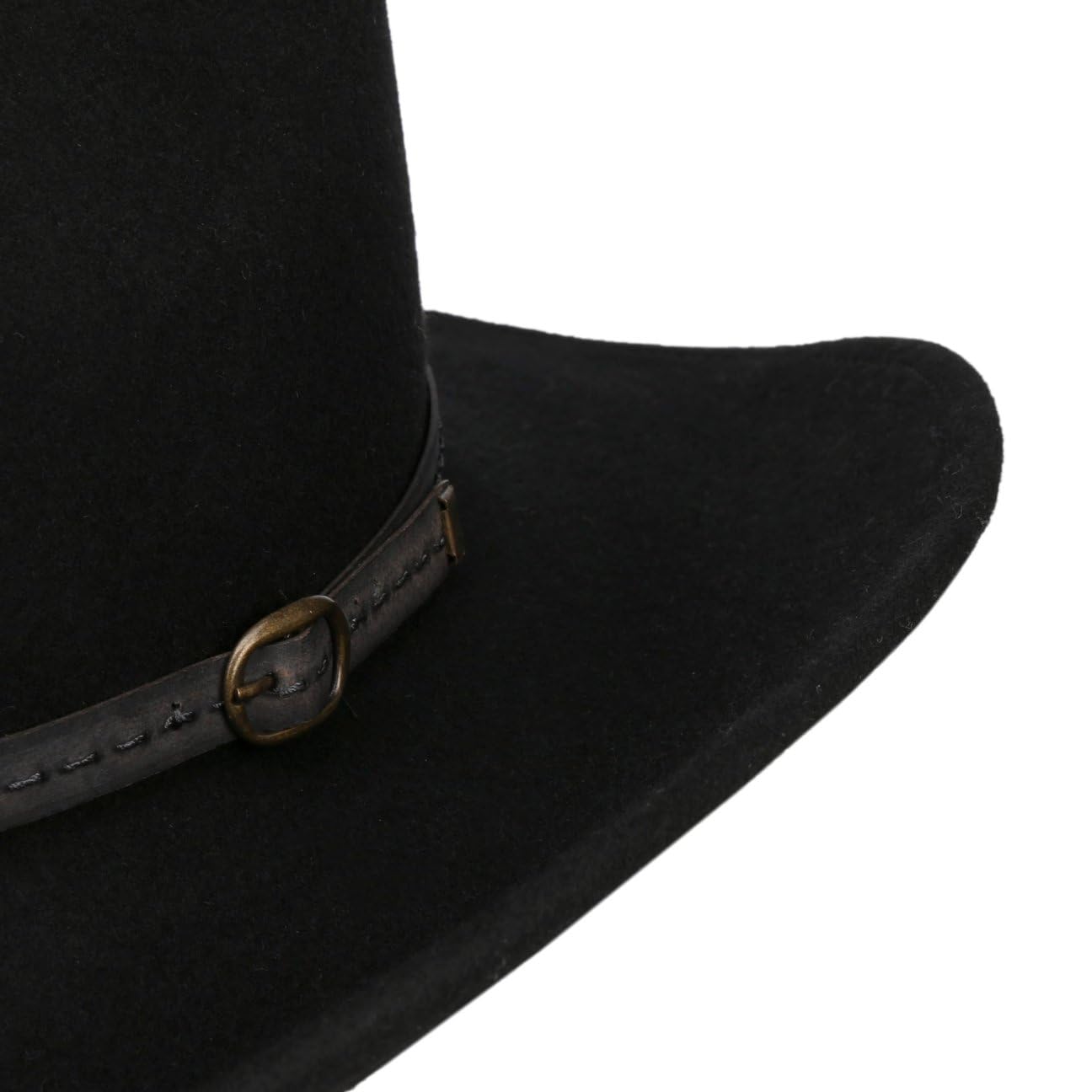 CAPPELLISHOP Cascona Cappello da Cowboy Feltro di Lana Fascia in Pelle Prodotto in Italia Unisex Autunno Inverno