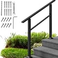 Handrails for Outdoor Steps 3Ft Stair Handrail, Outdoor Stair Railing Fits 1 to 3 Steps, Wrought Iron Handrail for Concrete Steps, Porch Steps?3 Steps?
