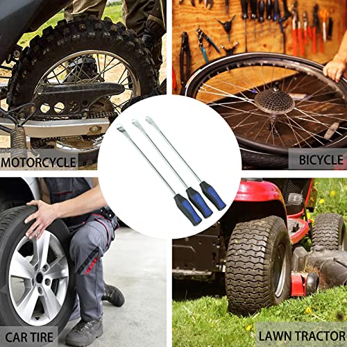 BLACKHORSE-RACING Motorcycle Tire Spoon Dirt Bike Tire Changing Tools Kit with Durable Bag, 3Pcs 14.5 Inch Tire Spoons, 3 Rim Protectors, 1 Valve Tool & 6 Valve Cores (Blue)