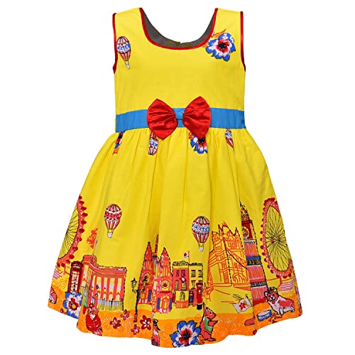 Image of Wish Karo Baby Girls Cotton Frock Causal Dress for Girls-Orange Dress - (ctn306)