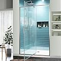 GroGro 44-48" W x 71" H Piovt Swing Glass Shower Door,Pivot Semi-Frameless Glass Shower Door with 1/4"(6mm) Clear SGCC Tempered Glass,Brushed Nickel Finish Shower Doors,Reversible Installation