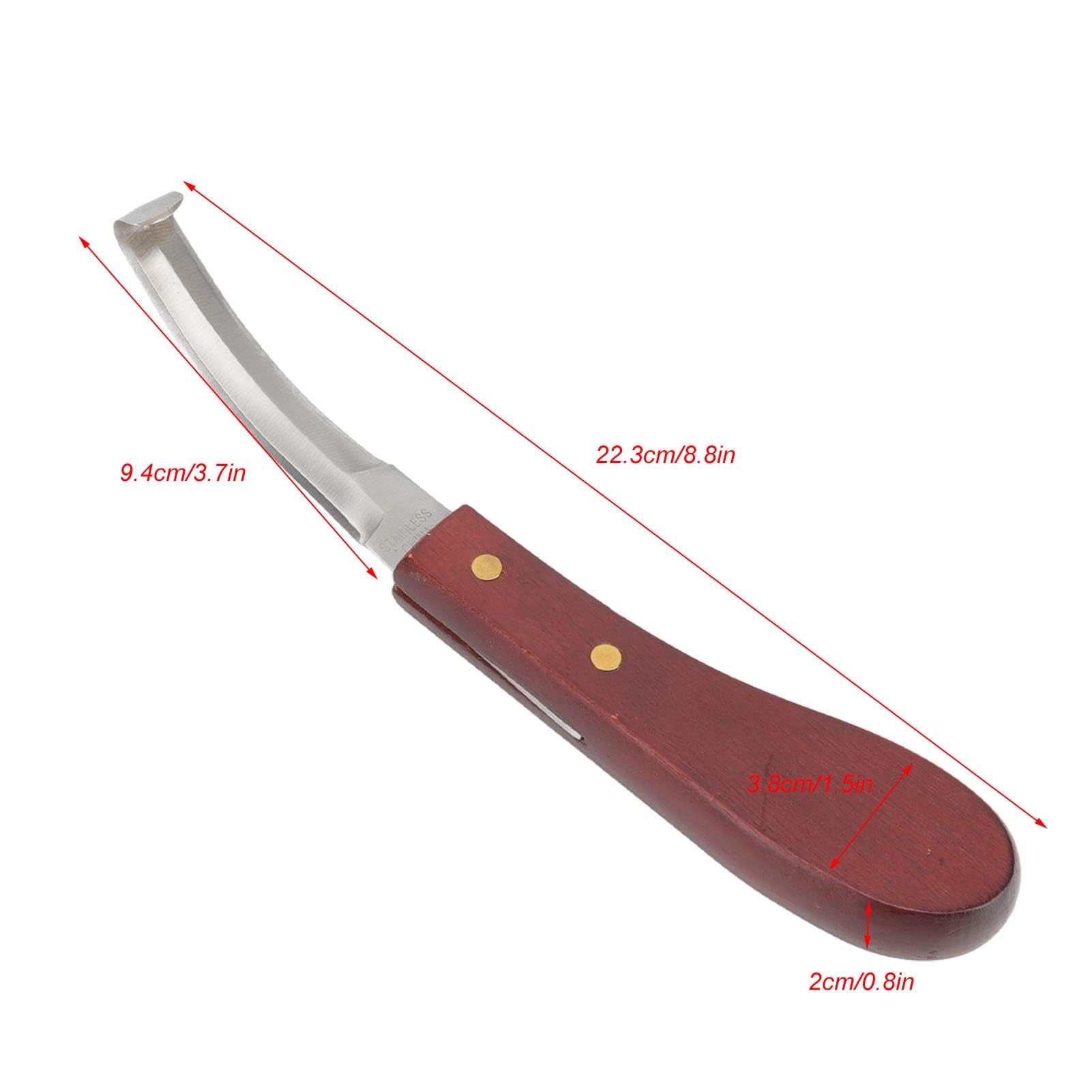 Zerodis Rasoio per Coltello per Zoccolo, Lama a Doppia Faccia in Acciaio Inossidabile Manico Ergonomico in Legno Coltello per Zoccolo Coltello per Zoccolo Maniscalco