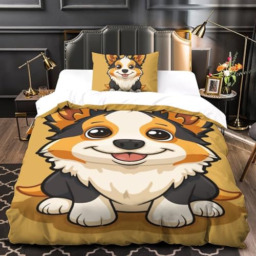 Housse de couette corgi imprimé 3D pour décorer la chambre ado