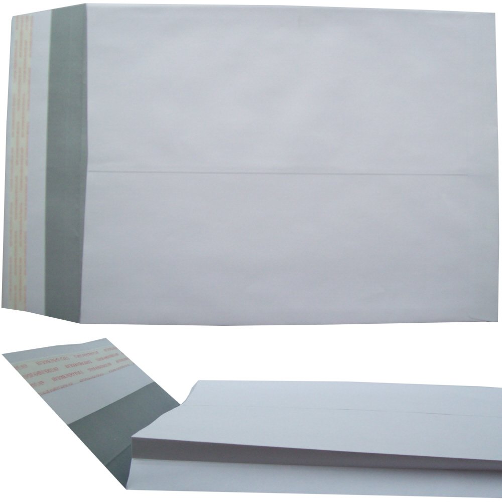 250 WHITE GUSSET SPINED PEEL + SEAL PAPER ENVELOPES MAILERS - LARGE SIZE 305 x 405mm + 30mm SPINE 140GSM - SELF SEALING BOOK DOCUMENT STORAGE OFFICE POSTAL PACKING POSTAGE MAIL PACKAGING STATIONERY