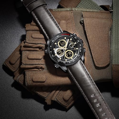 Image of Carlington Nitro Analog-Digital Men's Premium Leather Strap Wrist Watch | Quartz Movement | Water & Shock Resistant Watch for Men | Casual & Formal Wear - CT 9197