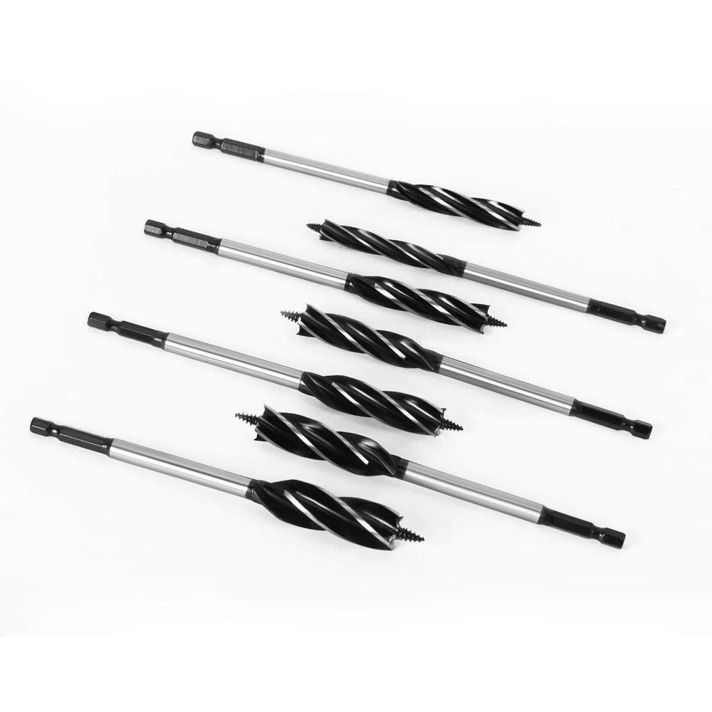 Set Punte Legno 1-9 Pezzi 8-35mm Attacco Cambio Rapido Punta Elica HSS 4 Taglienti per Falegnameria e DIY(9-piece)