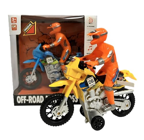 Modellino Moto Cross Moto Giocattolo Luci Suoni Reali e Musica con Movimento a Frizione Moto Cross con Pilota Moto Giocattolo Moto Per Bambini Moto Gioco Moto Da Cross Giocattolo Modellino,Multicolore