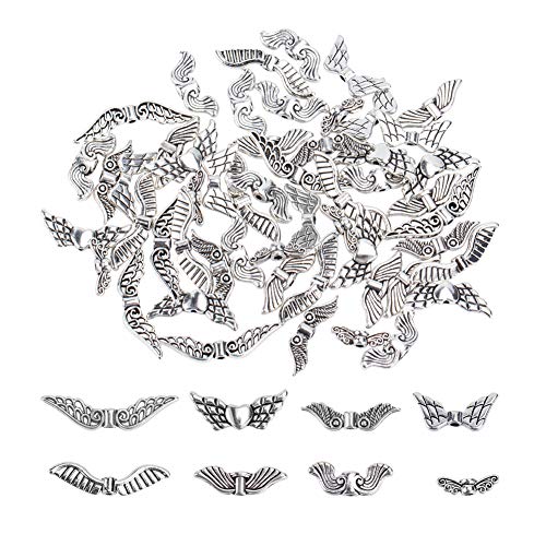 Ph Pandahall 240Pcs 8 Style Tibetan Alloy Wing Charm Beads Spacers Angel Wing Spacer Beads Antique Silver For Bracelet Necklace Jewelry Making #TOP17