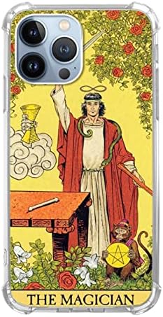 Junilotcik Trippy Psychedelic Aesthetic Tarot Card Phone Case for iPhone 13 Pro Max, The Magician Tarot Card Case for Girls Women Boys