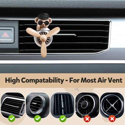 Image of Bear Pilot Car Fresheners Vent Clip Cute Teddy New Car Scent Automotive Air Fresheners Cartoon Air Outlet Aromatherapy Ornament Thank You Gifts for Him Her Friends, Families