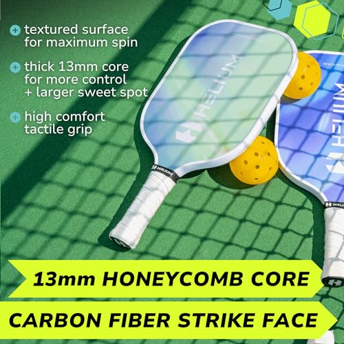 Helium Pro Carbon Fiber Pickleball Paddles - USAPA Certified - High-Spin Texture, Lightweight Honeycomb Core