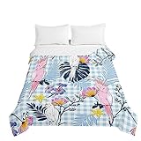 Surwin 3D Tropische Pflanze Bedruckte Bettüberwurf für Doppelbett Einzelbett, Gesteppt Steppdecke Sommer aus Mikrofaser, Komfort Tagesdecken mit Ultraschall Genäht (Vichy Plaid,100x150cm)