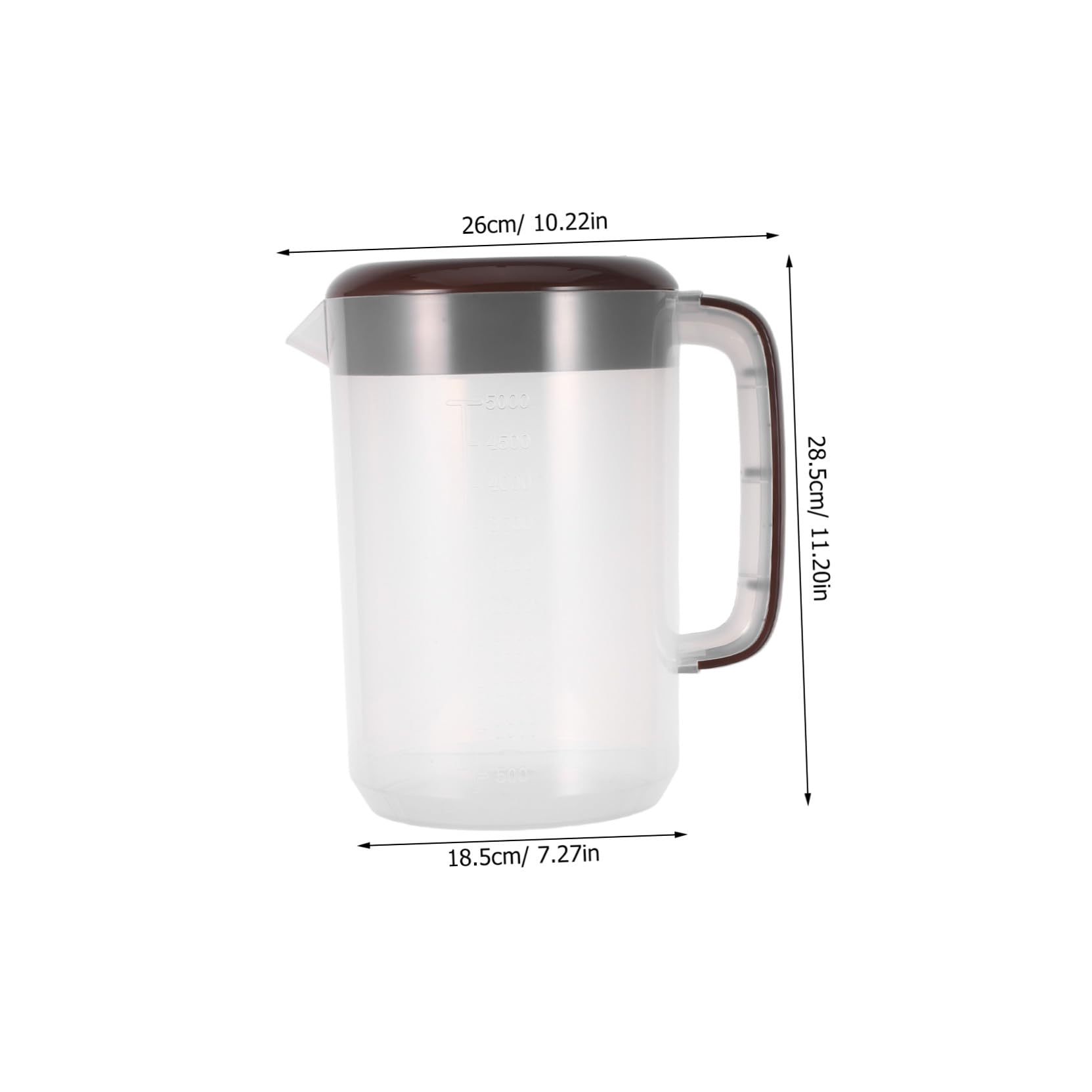 PRETYZOOM Jarra de Agua Grande con Tapa y Asa Jarra con Escala para Bebidas Frías y Calientes Resistente Material PP Reforzado para Cocina y Nevera