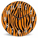 Mxocom Reloj de pared con diseño de tigre naranja y negro, diseño abstracto de vida silvestre, asiática, selva, 10 pulgadas, silencioso, sin tictac, funciona con pilas, reloj redondo vintage para sala