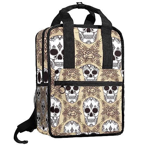 Sac à dos garçons tête de mort blanc multicolore et bretelles confort