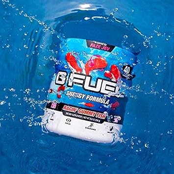 G Fuel Raging Gummy Fish Energy Drink Powder, Pre Workout Caffeine Mix for Gaming, Sugar Free Focus Amino, Vitamin + Antioxidants, 9.9oz (Gummy Fish Candy, 40 Servings)