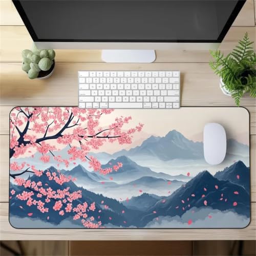 Tapis de souris de jeu XXL Brume de Montagne aux finitions premium et bords cousus