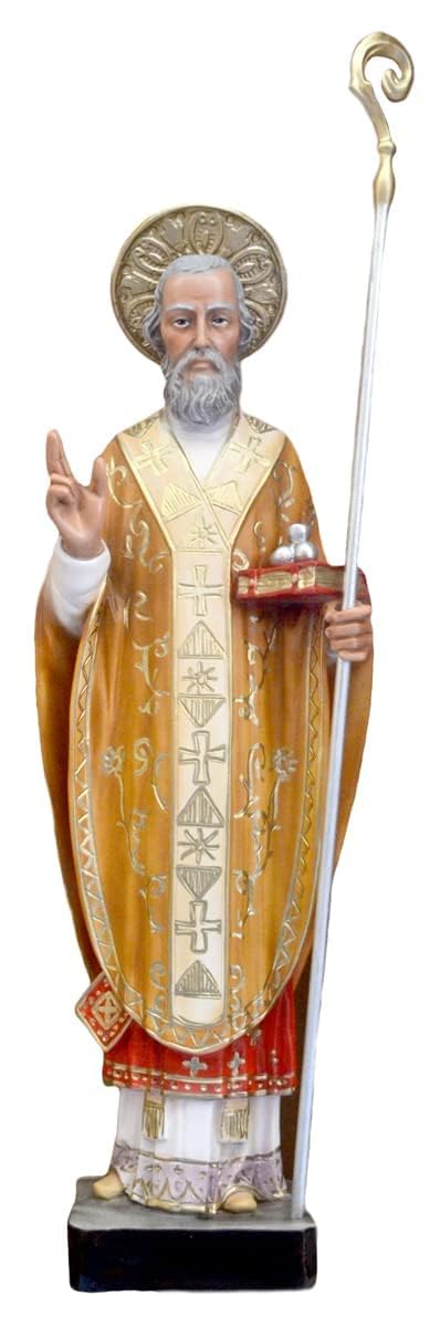 OVUNQUE PROTEGGIMI Statua di San Nicola in resina alta cm. 65 adatta per interni ed esterni (OCCHI DIPINTI)