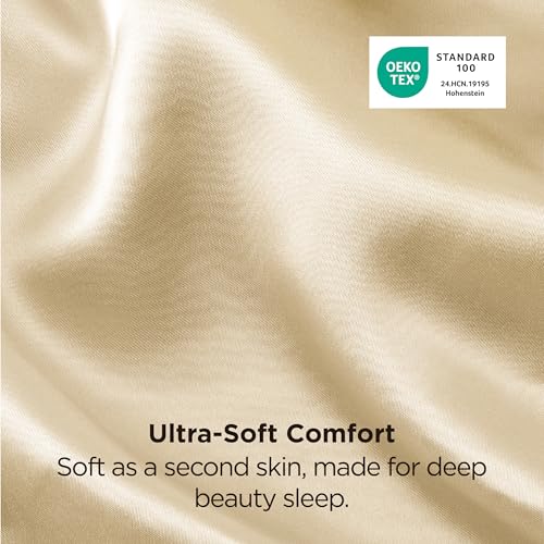 Image of Bedsure King Size Satin Pillowcase Set of 2 - Champagne Gold Silky Pillow Cases for Hair and Skin with Envelope Closure, Similar to Silk Pillow Cases, Gifts for Women Men, 20x36 Inches, 2pcs