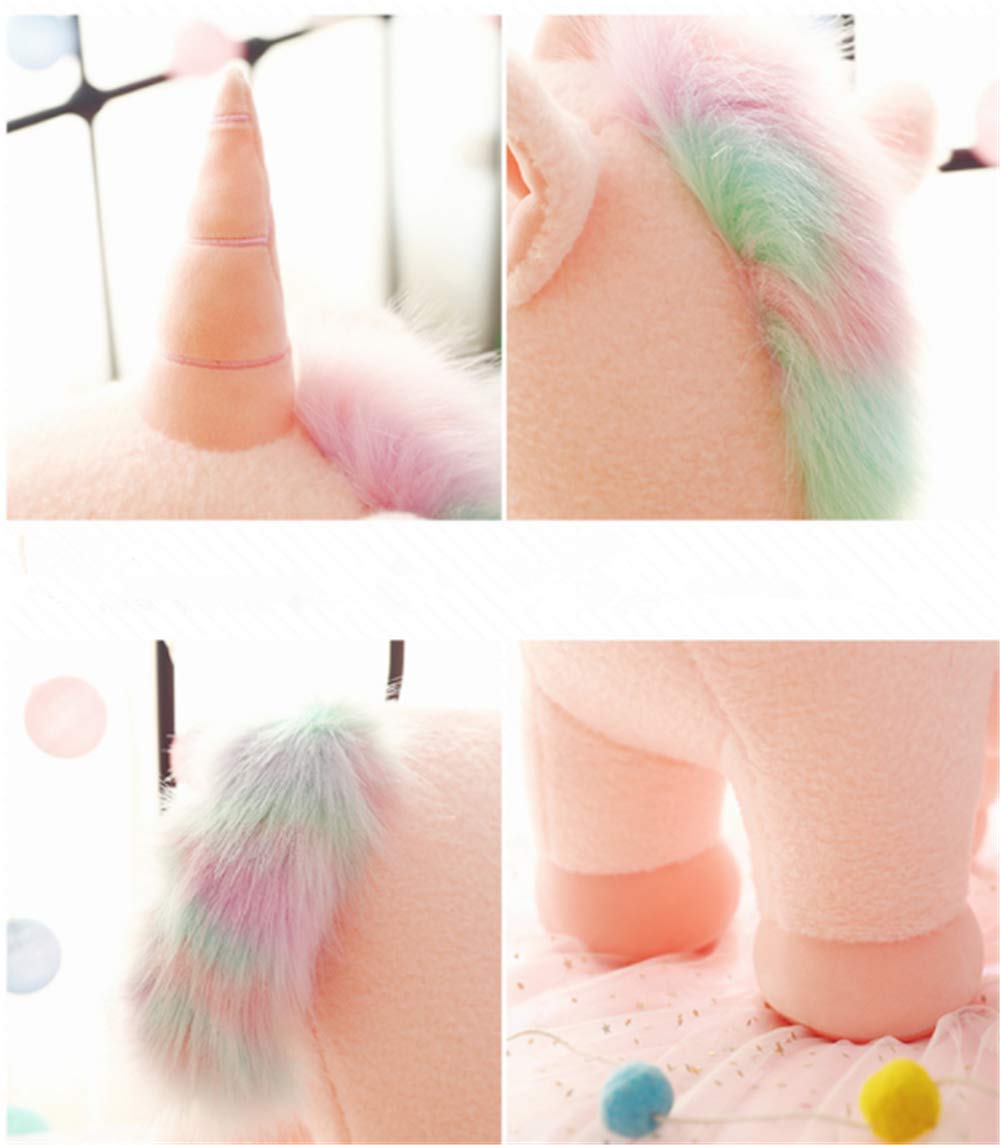Kuscheliges Plüsch Einhorn mit bunter Mähne Stofftier Plüschtier Kuscheltier für Mädchen (Weiß,70cm)