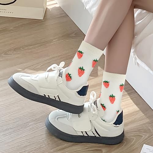 Image of Women's Cute Crew Socks, Casual Athletic Cotton Bowknot Cherry Calf Novelty Socks for Women