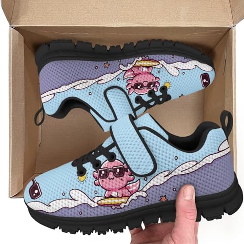 Girls Shoes Non Slip Lightweight Breathable Comfortable Sport Walking Athletic Running Tennis Sneakers (Little Kid) Surfing Axolot Pattern2