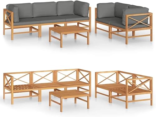 Miniatura 3 de ZQQLVOO Silla de salón de patio muebles de patio al aire libre juego de 6 piezas con cojines crema madera de teca maciza para exteriores muebles de