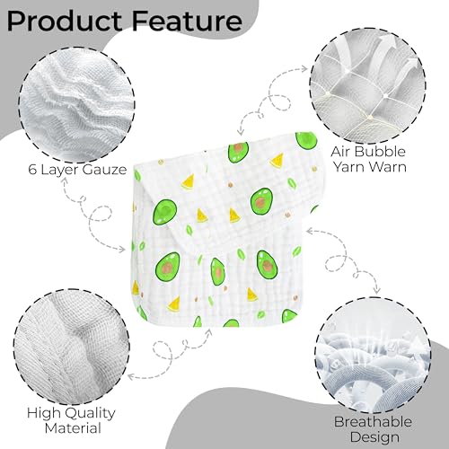 Image of BEMBIKA Baby Burp Cloths for Boys Girls Baby Muslin Burping Cloth Unisex Baby Essentials for Newborn Infants - Green Avocado