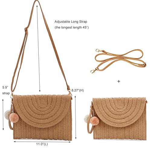 Aphoraeny Straw Purse Crossbody Bags for Women Clutch Bag Straw Beach Bag Summer Handbag Envelope Wallet4
