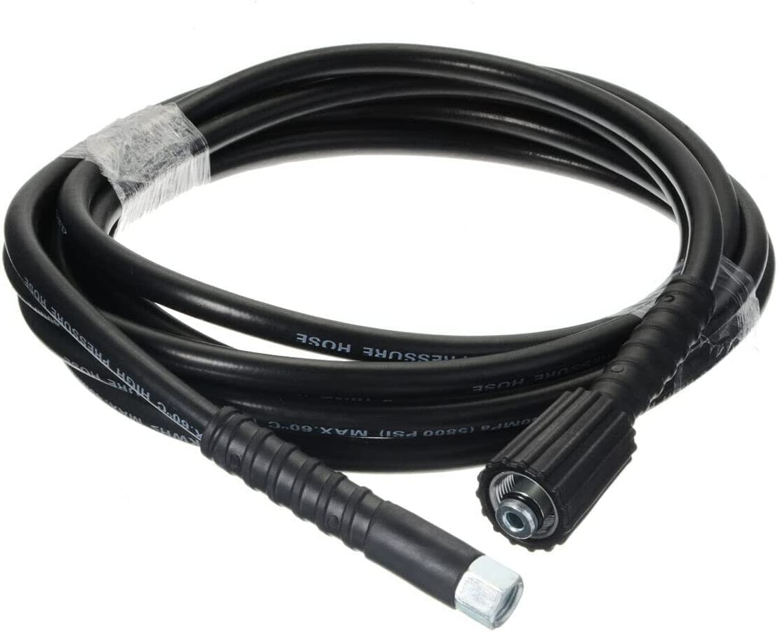 YUET Tuyau de Rechange pour Nettoyeur Haute Pression de 5 M pour Lavage de Voiture, Nettoyage de Jardin, Connecteur Fileté M14 x M22, Tuyau d'extension de Jet et Vidange 14mm,Noir