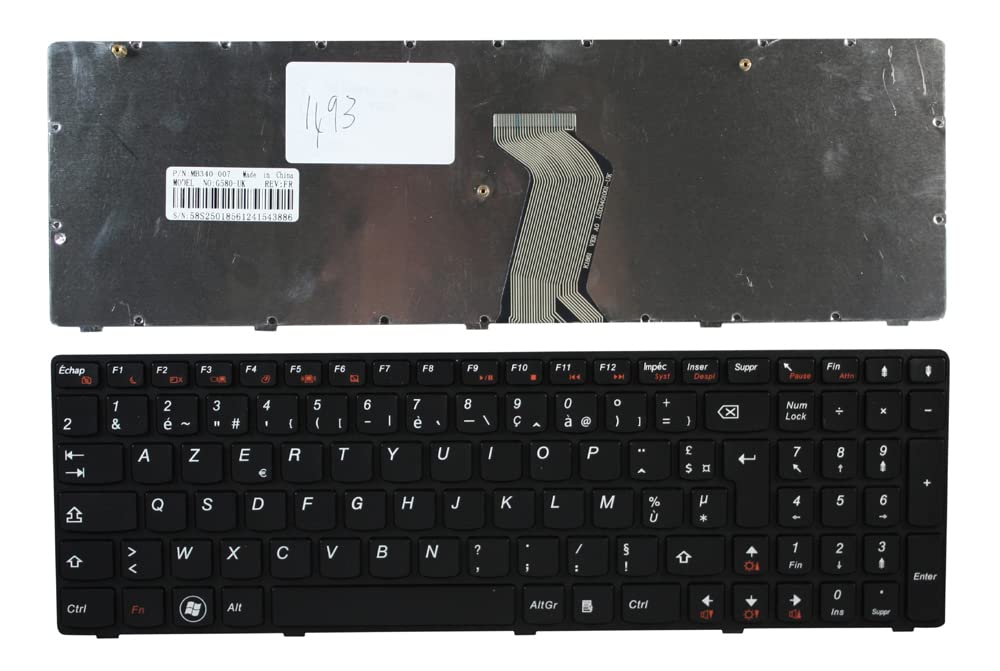 Clavier de remplacement pour PC portable Lenovo 3000 G580 français noir - 2