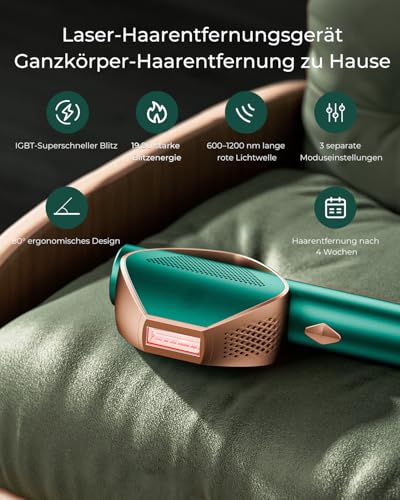 Blissky IPL Geräte Haarentfernung Laser mit IGBT Technologie, Max. 19,8 J, 15 Energiestufen, IPL Haarentfernungsgerät für Effiziente Haarentfernung, Damen/Herren, Gesich, Bikini, Körper, Beine