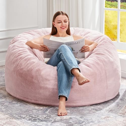 Hobestluk Bean Bag Chair for Adult Giant Beanbag with Filler Pink 3FT