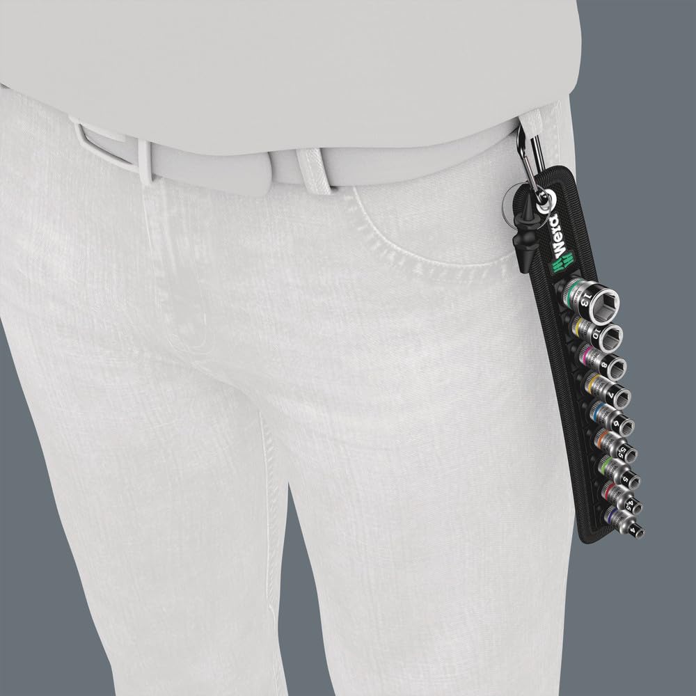 Wera, Belt 1 Kit Zyklop di chiavi a bussola, con attacco da 1/2", con funzione di ritegno, 10 pezzi
