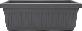 HC Companies Venetian 18" Window Planter Box with Drain Plug - UV-Resistant Plastic for Herbs, Flowers on Windowsills, Balconies (Warm Gray)