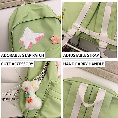 Kawaii Backpack with Star Patch and Cute Accessory Spacious and Multiple Compartments (Black)3