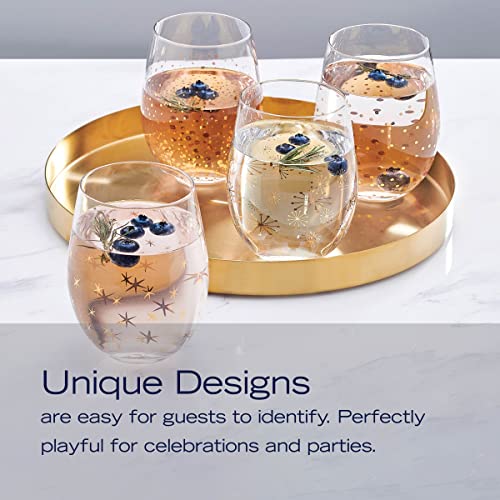 Mikasa Party Stemless Wine, Set Of 4, 18 Ounce, Gold/Silver #TOP4