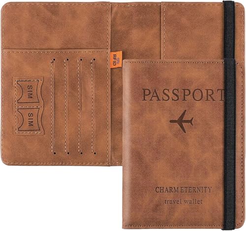 Image of Durable Leather Wallet Passport Travel Wallet Multiple Compartments for Efficient Organization Slots Document Holder for Men and Women Travel Accessories (Brown)
