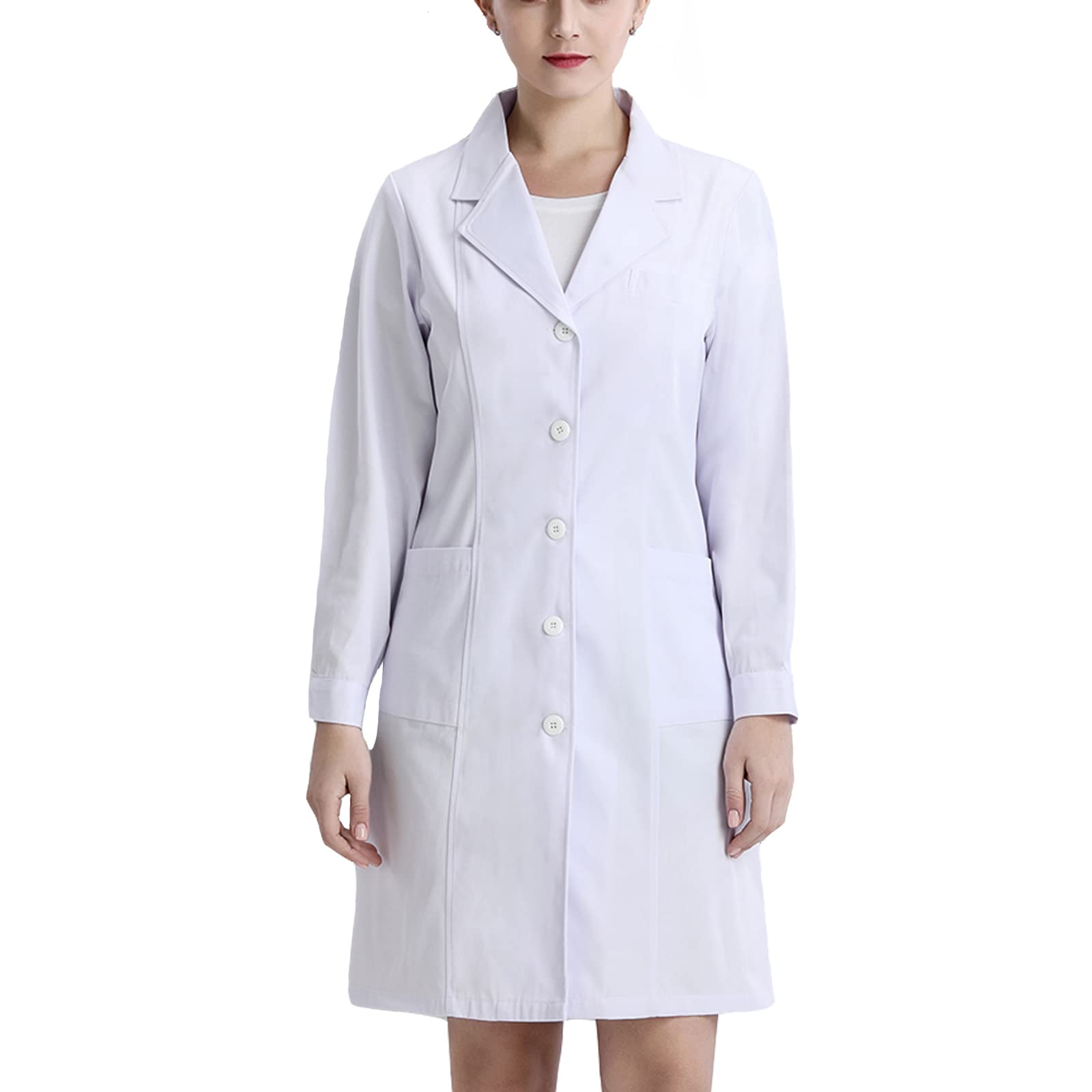 MiilovdoraMiilovdora Laborkittel Weiß Baumwolle Damen Mantel Berufsmantel Laborkittel kittel Arbeitsmantel Komfort Langarm Lab Coat mit Tasche für Damen, Herren,Studenten,Krankenschwester,Wissenschaftslabor