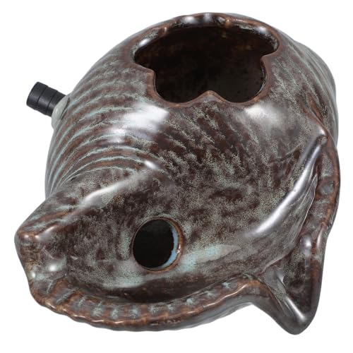 Toddmomy Ceramic Conch Water Spitter for Garden and Decoration Weather-resistant Hydroponic Plant Fountain Feature Unique V-shaped Water Outlet for Fish Tank Landscaping