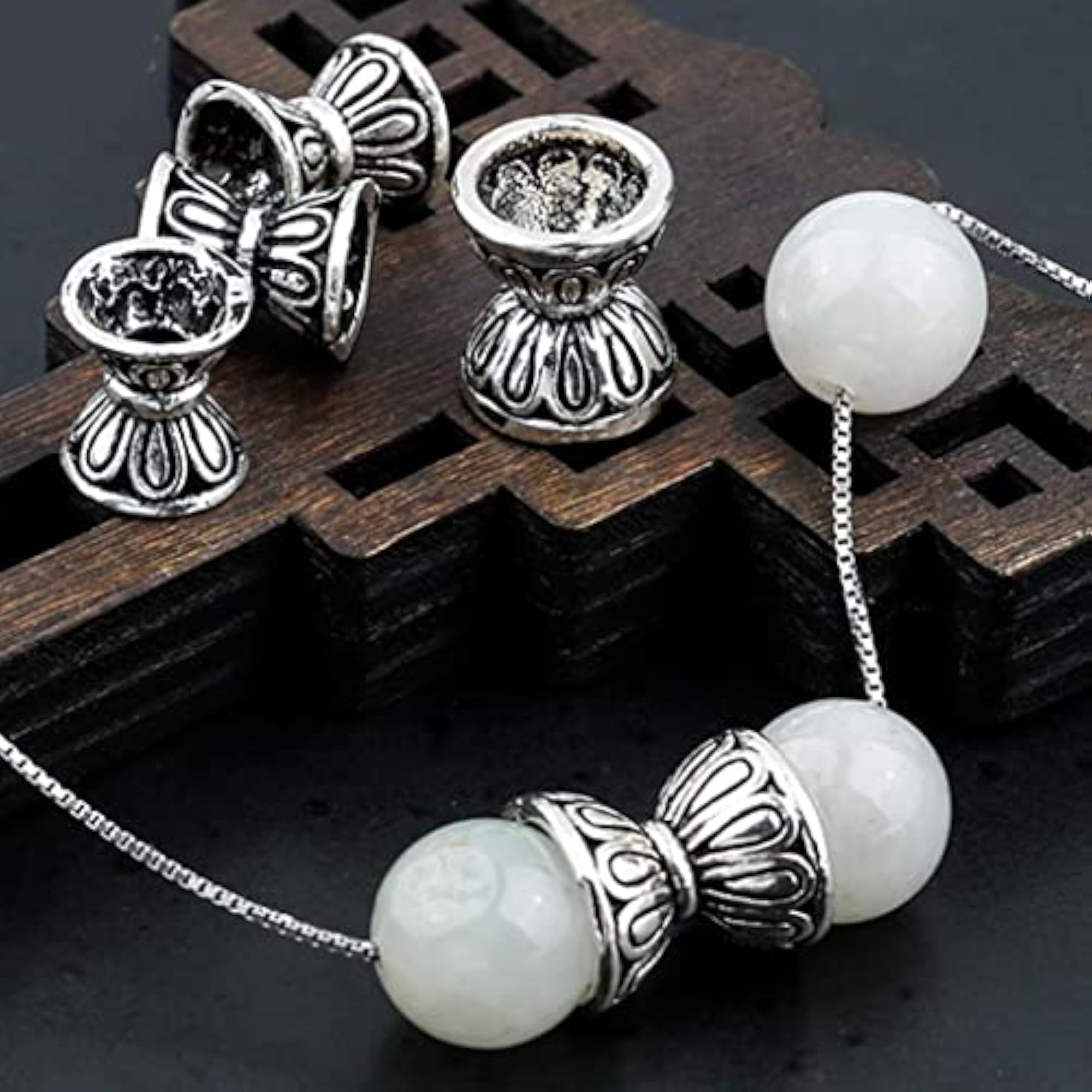 925 Sterling Silver Lotus Flower Spacer Beads, 5 Pieces