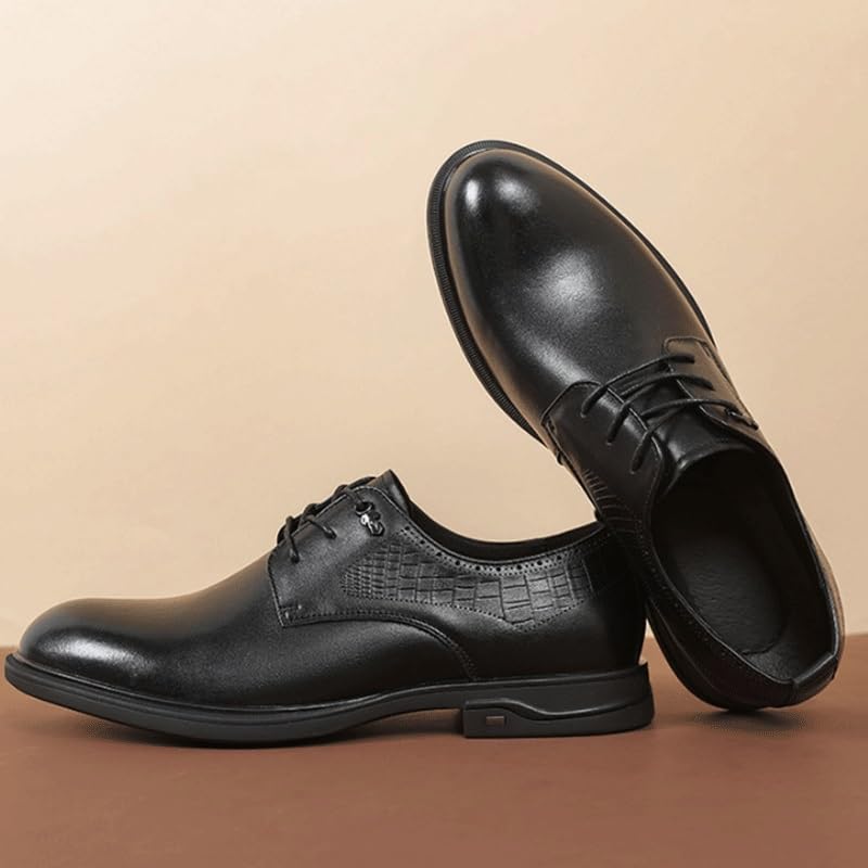 Men's Classic Business Derby Shoes Round Toe Lace Up Lug Sole Soft Bottom Comfortable Fashion Work Dating Dress Shoes for Men2