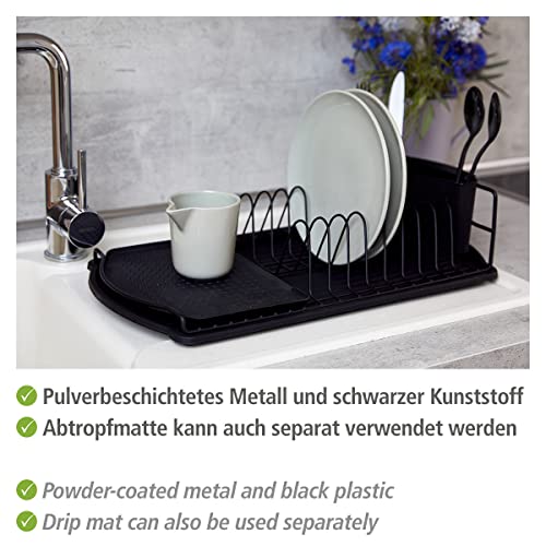 WENKO Geschirrabtropfer Mod. Basic, Abtropfgestell für Geschirr, ideal zum Abstellen neben der Spüle, aus pulverbeschichtetem Metall und Kunststoff, 47,5 x 11 x 26,5 cm, Schwarz