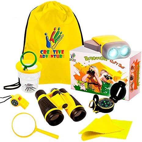 Outdoor Exploration 10 Piece Kit | Kids Binocular, pretend Bug and collector, Flashlight, Compass, Magnifying Glass, Whistle & Backpack | Boys Girls Gift Age 3,4,5,6,7,8,9 | Educational, in & Outdoor